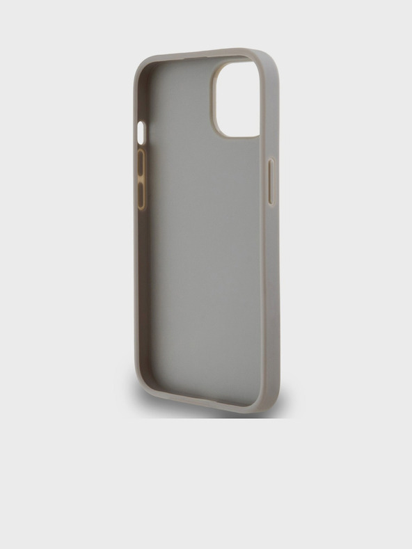 DKNY Stražnja maska ​​s kariranim uzorkom i prugama od PU kože za iPhone 15 bež DKNY