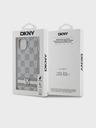 DKNY Stražnja maska ​​s kariranim uzorkom i prugama od PU kože za iPhone 15 bež DKNY
