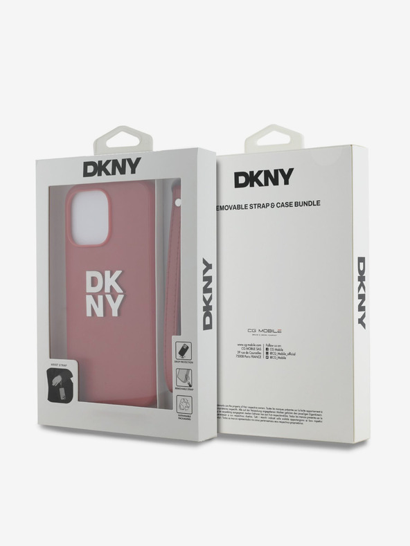 DKNY PU kožna stražnja maska ​​s logotipom i remenčićem za iPhone 14 Pro, crvena DKNY