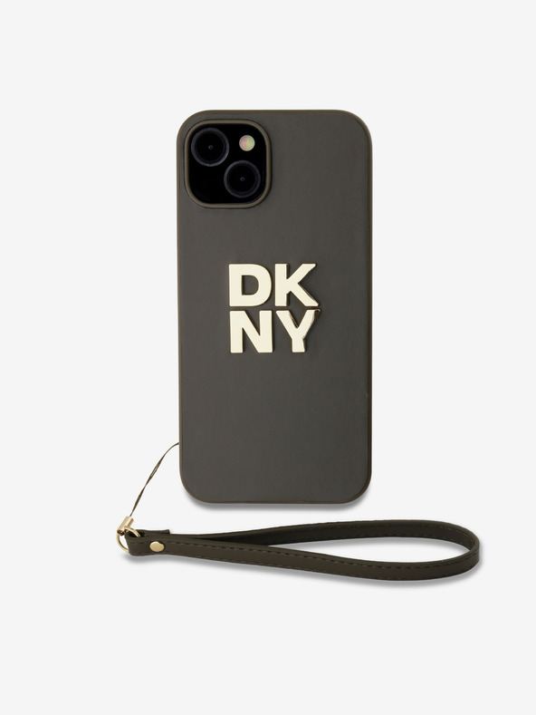 DKNY PU kožna stražnja maska ​​s logotipom na vrpci za iPhone 13, smeđa DKNY