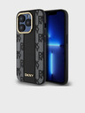 DKNY Stražnja maska ​​Magsafe s kariranim uzorkom od PU kože za iPhone 15 Pro crna DKNY