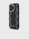 DKNY Stražnja maska ​​Magsafe s kariranim uzorkom od PU kože za iPhone 15 Pro crna DKNY
