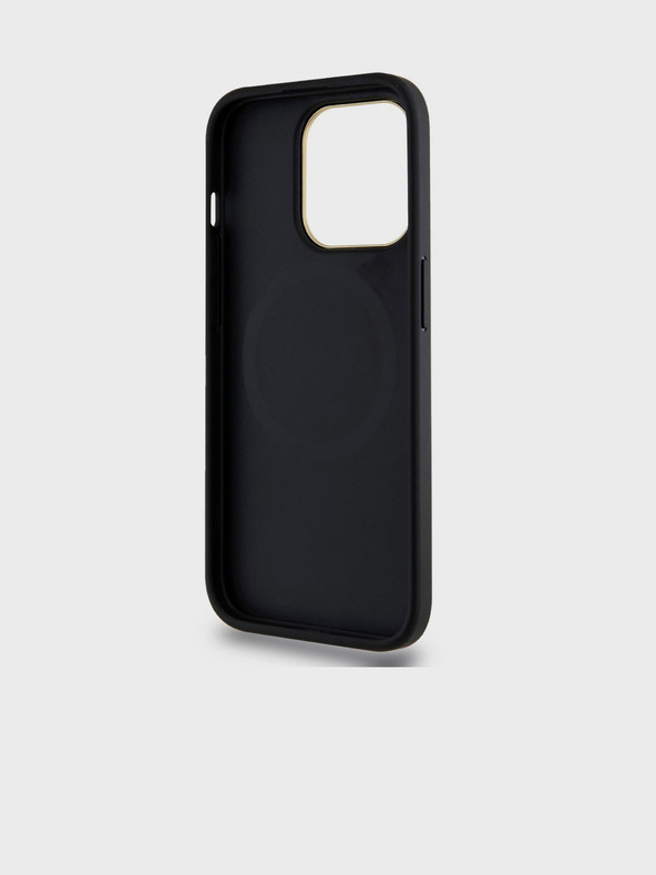 DKNY Stražnja maska ​​Magsafe s kariranim uzorkom od PU kože za iPhone 15 Pro crna DKNY