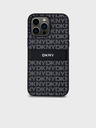 DKNY PU kožna stražnja maska ​​s ponavljajućim uzorkom u tonskim crtama za iPhone 14 Pro crna DKNY
