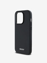DKNY PU kožna srebrna metalna stražnja maska ​​Magsafe s logotipom za iPhone 14 Pro crna DKNY