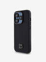 DKNY Stražnja maska ​​Magsafe s logotipom od PU kože za iPhone 15 Pro Max crna DKNY