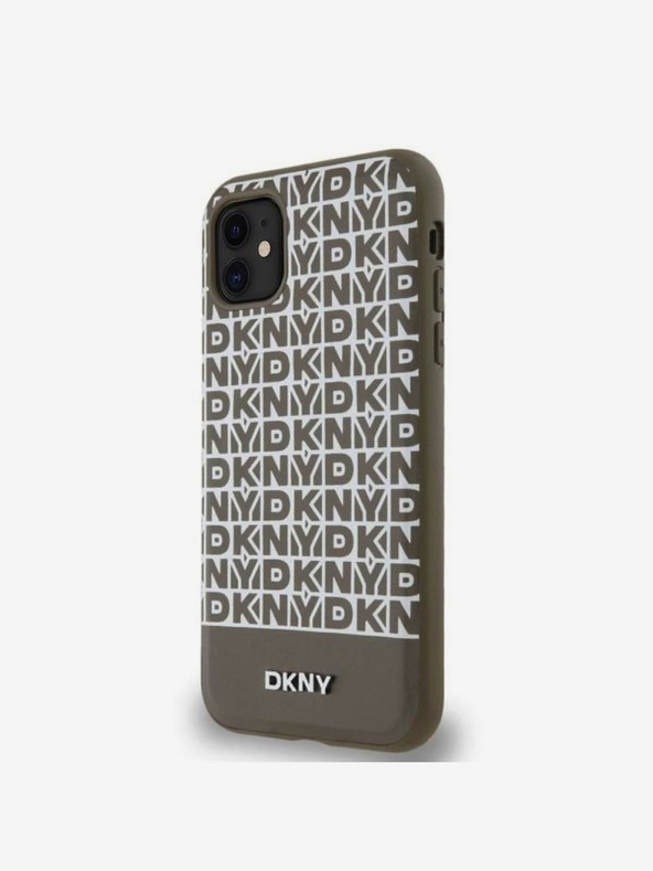 DKNY PU kožna donja traka s ponavljajućim uzorkom MagSafe stražnja maska ​​za iPhone 11 smeđa DKNY