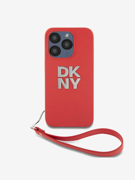 DKNY PU kožna stražnja maska ​​s logotipom i remenčićem za iPhone 15 Pro Max, crvena DKNY