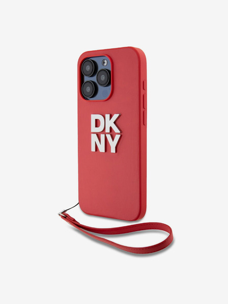 DKNY PU kožna stražnja maska ​​s logotipom i remenčićem za iPhone 15 Pro Max, crvena DKNY