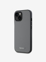 DKNY PU kožna srebrna metalna stražnja maska ​​Magsafe s logotipom za iPhone 14 siva DKNY