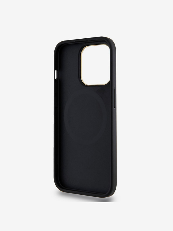 DKNY Stražnja maska ​​Magsafe s kariranim uzorkom od PU kože za iPhone 15 Pro Max crna DKNY