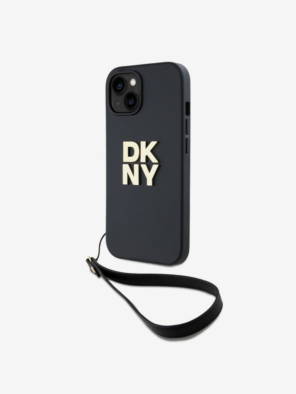 DKNY PU kožna stražnja maska ​​s logotipom i remenčićem za iPhone 14 crna DKNY