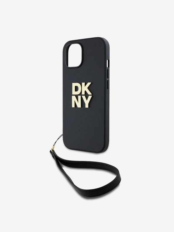DKNY PU kožna stražnja maska ​​s logotipom i remenčićem za iPhone 14 crna DKNY