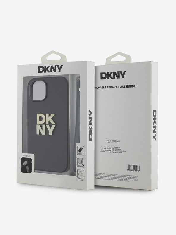 DKNY PU kožna stražnja maska ​​s logotipom i remenčićem za iPhone 14 crna DKNY