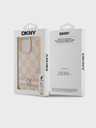 DKNY Stražnja maska ​​s kariranim uzorkom i prugama od PU kože za iPhone 14 Pro Max, ružičasta DKNY