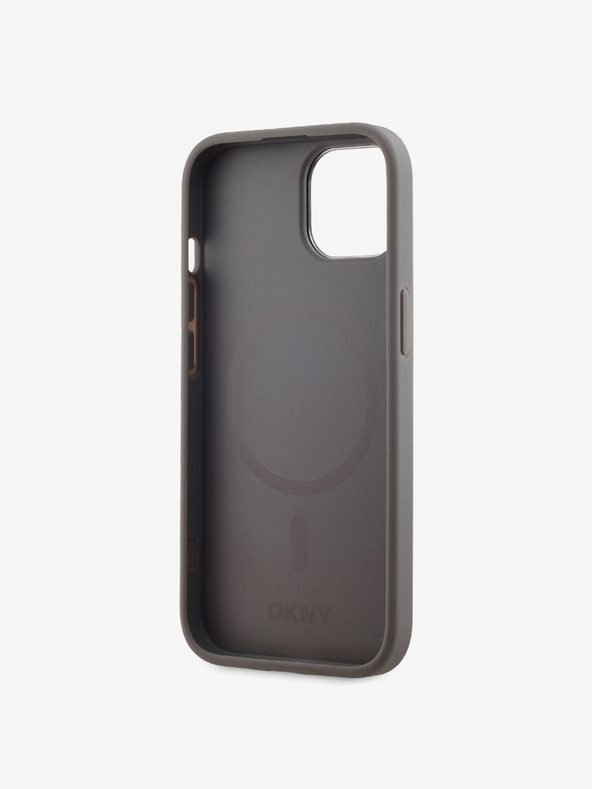 DKNY Stražnja maska ​​Magsafe s logotipom od PU kože za iPhone 15 siva DKNY