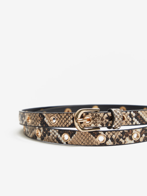 Orsay Svijetlo smeđi i crni ženski remen 2 kom ORSAY