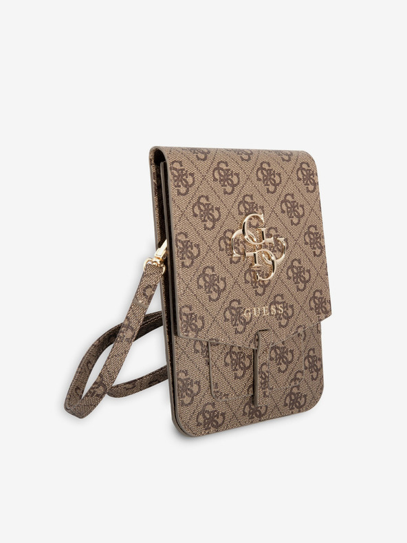 Guess Guess PU 4G metalna telefonska torba s logotipom, smeđa