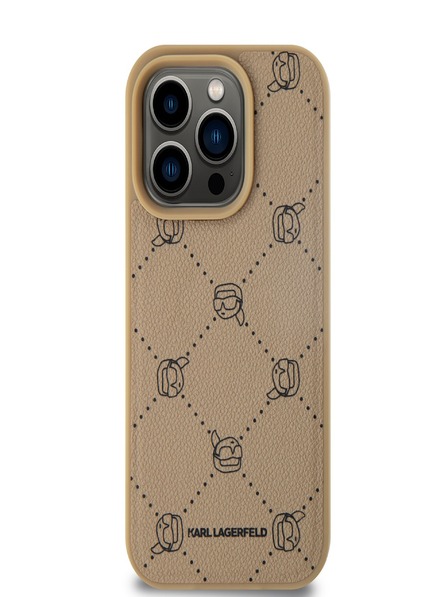 Karl Lagerfeld PU Karl Heads Pattern Magsafe stražnja maska ​​za iPhone 15 Pro Max Beige Karl Lagerfeld