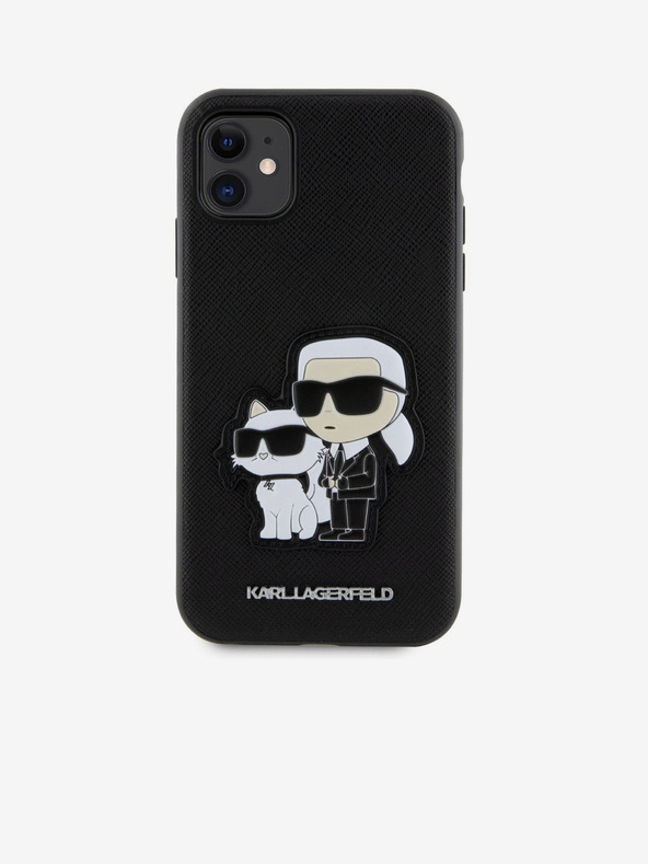 Karl Lagerfeld PU Saffiano Karl and Choupette NFT stražnja maska ​​za iPhone 11 crna Karl Lagerfeld