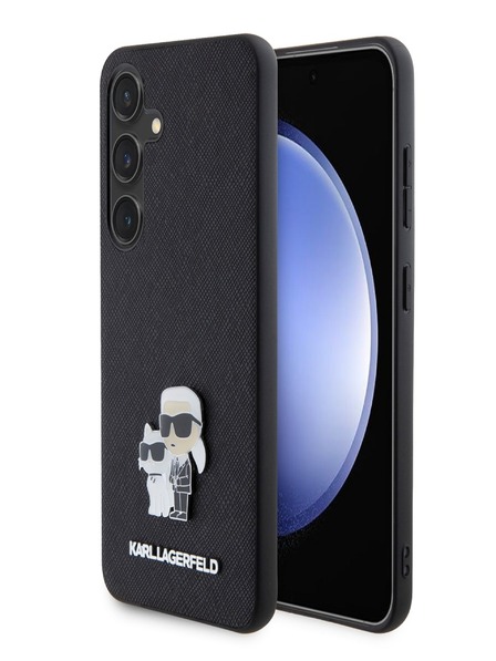 Karl Lagerfeld PU Saffiano Metal Karl and Choupette stražnja maska ​​za Samsung Galaxy S24 Black Karl Lagerfeld