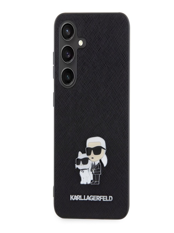 Karl Lagerfeld PU Saffiano Metal Karl and Choupette stražnja maska ​​za Samsung Galaxy S24 Black Karl Lagerfeld