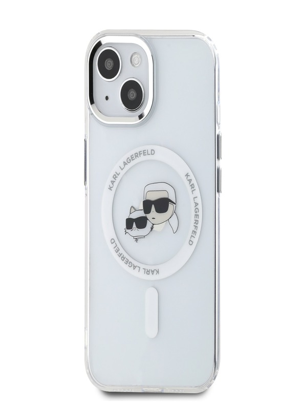 Karl Lagerfeld Karl Lagerfeld IML K&CH Heads metalni okvir MagSafe stražnja maska ​​za iPhone 15 prozirna