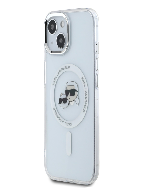 Karl Lagerfeld Karl Lagerfeld IML K&CH Heads metalni okvir MagSafe stražnja maska ​​za iPhone 15 prozirna