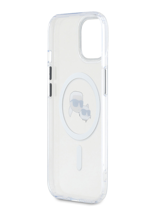 Karl Lagerfeld Karl Lagerfeld IML K&CH Heads metalni okvir MagSafe stražnja maska ​​za iPhone 15 prozirna
