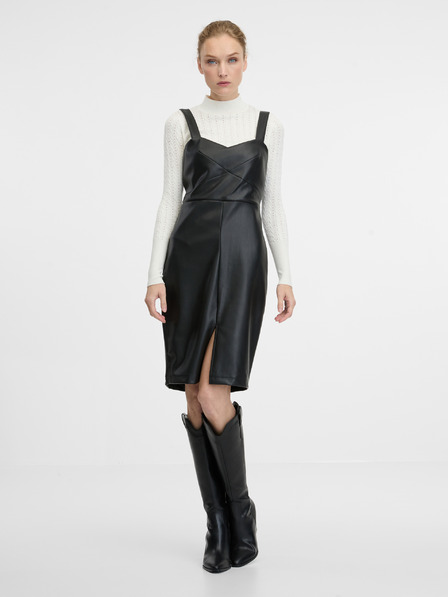 Orsay Crna ženska haljina do koljena ORSAY