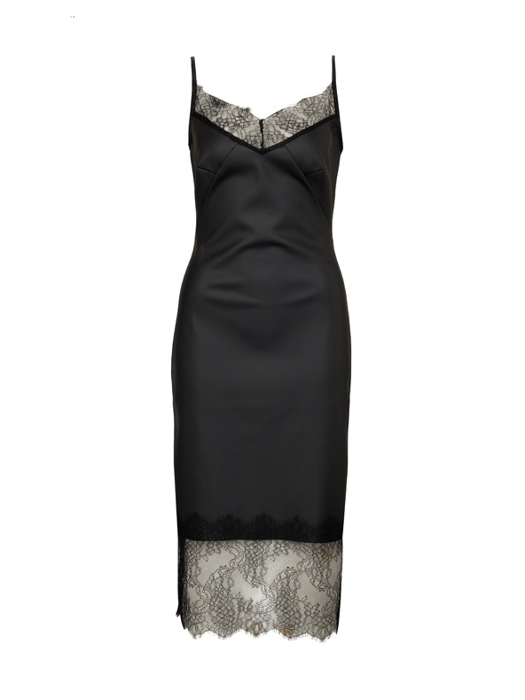 Orsay Crna ženska kožna midi haljina ORSAY