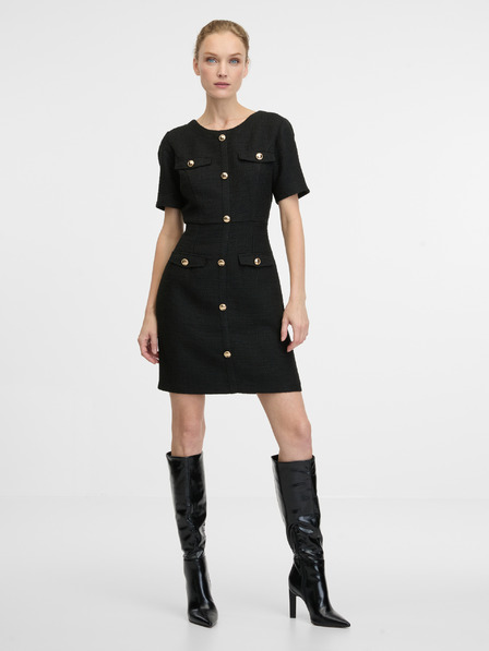 Orsay Crna ženska haljina do koljena ORSAY