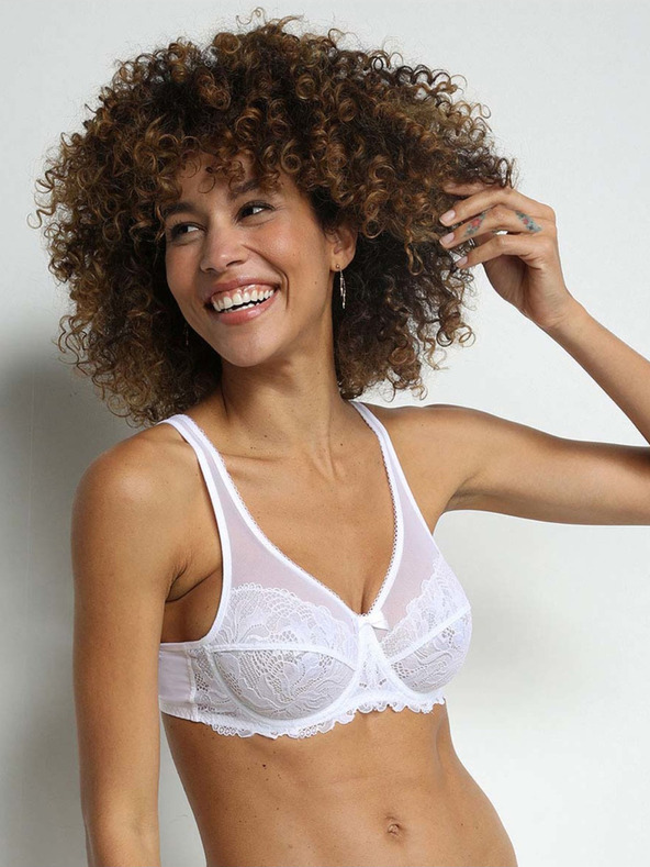 DIM Bijeli ženski čipkasti grudnjak Dim GENEROUS ESSENTIEL UNDERWIRE BRA