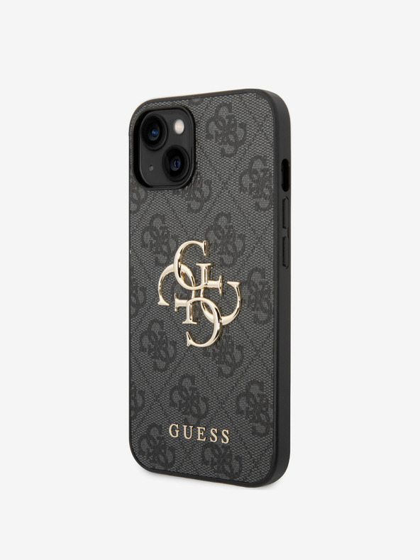 Guess Stražnja maska ​​Guess PU 4G s metalnim logotipom za iPhone 15 siva