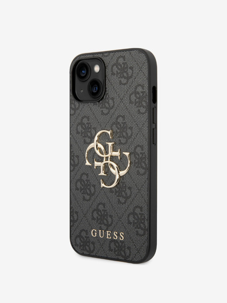 Guess Stražnja maska ​​Guess PU 4G s metalnim logotipom za iPhone 15 siva