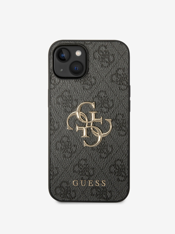 Guess Stražnja maska ​​Guess PU 4G s metalnim logotipom za iPhone 15 siva