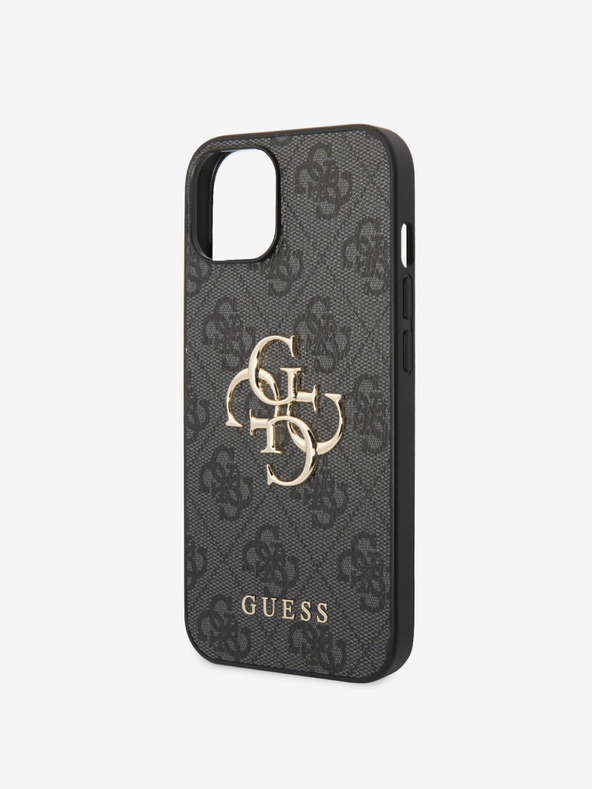 Guess Stražnja maska ​​Guess PU 4G s metalnim logotipom za iPhone 15 siva