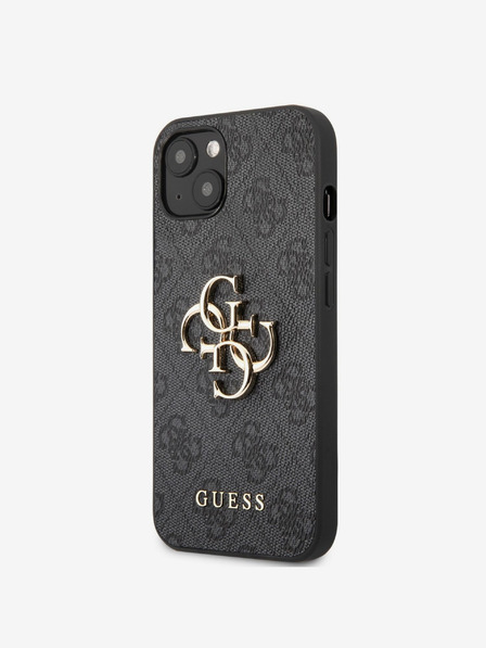 Guess PU 4G Metal Logo Zadní Kryt pro iPhone 13 Grey Etui za telefon