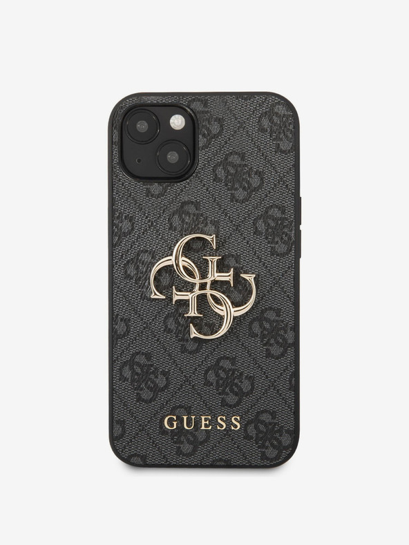 Guess PU 4G Metal Logo Zadní Kryt pro iPhone 13 Grey Etui za telefon