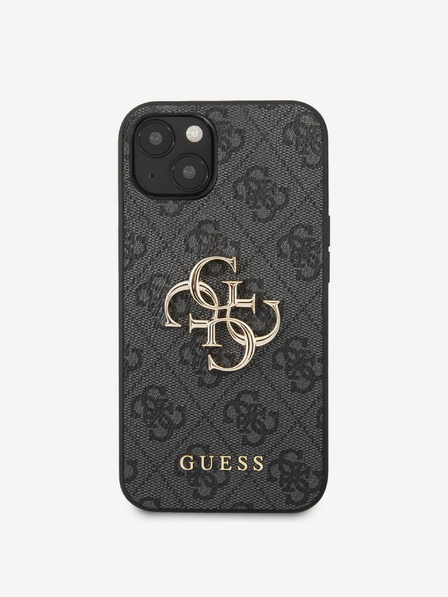 Guess PU 4G Metal Logo Zadní Kryt pro iPhone 13 Grey Etui za telefon