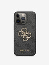 Guess PU 4G Metal Logo Zadní Kryt pro iPhone 13 Pro Grey Etui za telefon