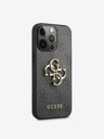Guess PU 4G Metal Logo Zadní Kryt pro iPhone 13 Pro Grey Etui za telefon