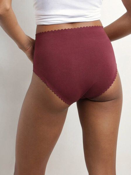 DIM Komplet od dvije ženske gaćice u bordo i ružičastoj boji DIM Body touch highwaist brief