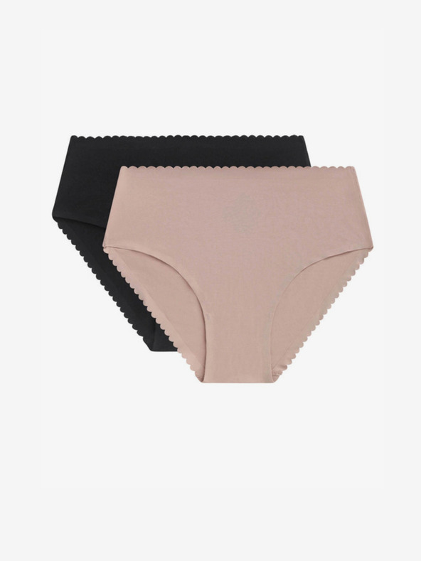DIM Komplet od dvije ženske gaćice u crnoj i bež boji DIM Body touch highwaist brief