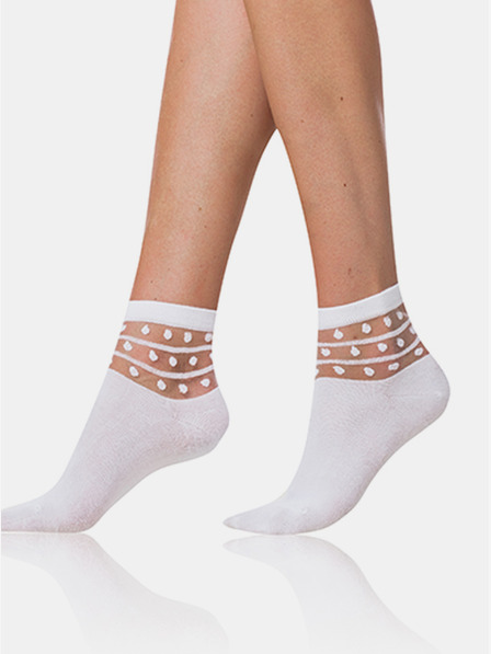 Bellinda Bijele ženske čarape s ukrasnim detaljem Bellinda TRENDY COTTON SOCKS