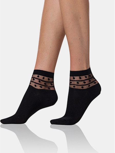 Bellinda Crne ženske čarape s ukrasnim detaljem Bellinda TRENDY COTTON SOCKS