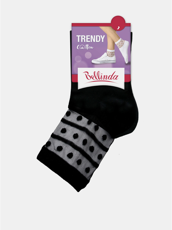 Bellinda Crne ženske čarape s ukrasnim detaljem Bellinda TRENDY COTTON SOCKS