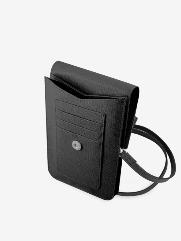 Guess Guess PU Saffiano trokutasta telefonska torba s logotipom, crna