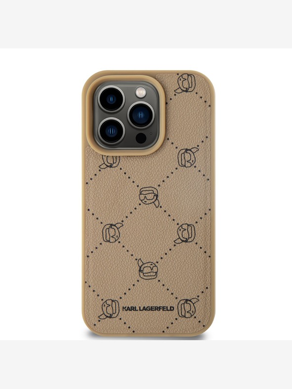 Karl Lagerfeld PU Karl Heads Pattern Magsafe stražnja maska ​​za iPhone 15 Pro Beige Karl Lagerfeld