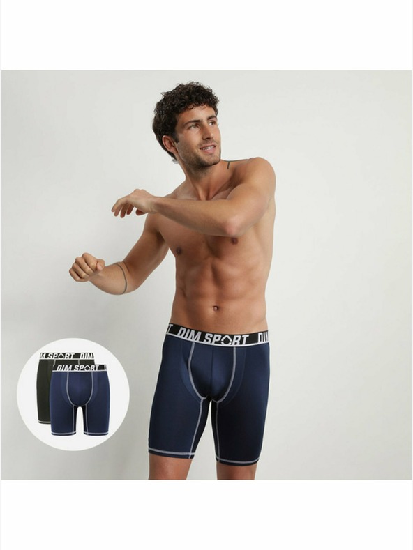 DIM Komplet od dvije muške sportske boksačice u crnoj i tamno plavoj boji DIM SPORT LONG BOXER 2x